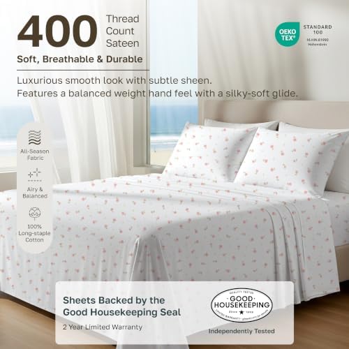 California Design Den Soft 100% Cotton Sateen Queen Bedding Sheets - Image 2