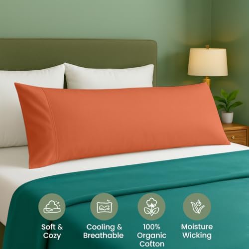 Cotton Delight Organic Cotton Body Pillow Cover 20x60 – 600 Thread Count Sateen - Image 2