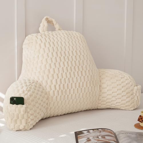 Fluffy Reading Pillow for Sitting in Bed, Large Backrest Bed Pillow by YAOSHUHO