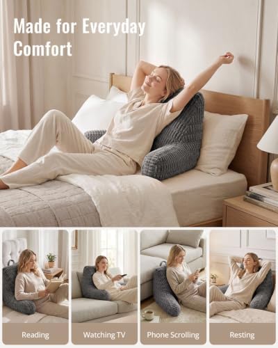 Blissful Diary Reading Pillow for Bed, Back Pillow Sitting Up, Dark Gray - Image 7