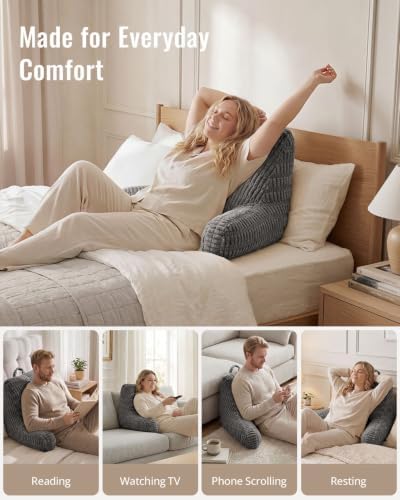 Blissful Diary Reading Pillow for Bed, Back Pillow Sitting Up, Dark Gray - Image 7