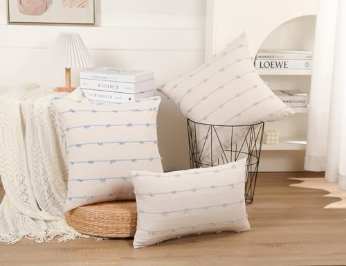 NUYECY Set of 2 Boho Throw Pillow Covers 28x28, Stone Grey and White Neutral - Image 3