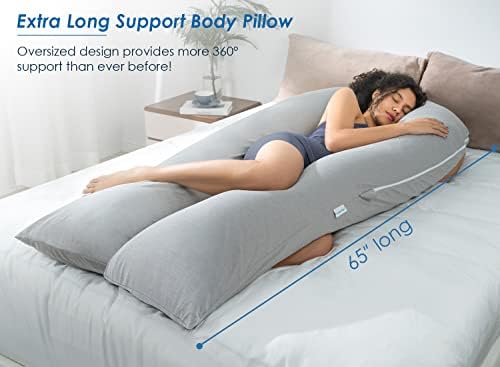 QUEEN ROSE 65 Inch Cooling U Shaped Pregnancy Pillow, Maternity Body Pillow - Image 2