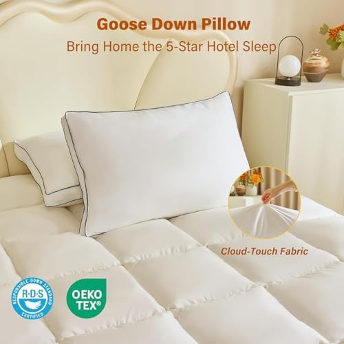 Goose Down Fiber Body Pillow for Adults, Long Bed Pillows - Image 5