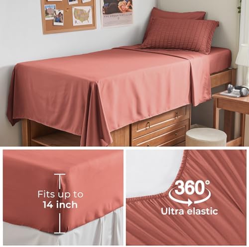 HYMOKEGE Coral Twin XL Comforter Set Seersucker 5 Pieces, All Season Luxury Bed - Image 6