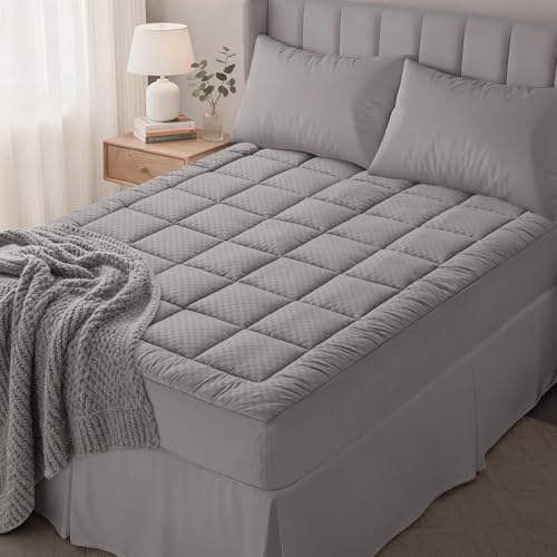 OLANLY Twin XL Quilted Mattress Pad, Down Alternative Fill, Light Grey by OLANLY