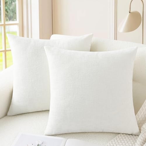 CaliTime Decorative Couch Throw Pillow Covers 20 X 20 Inches True White by CaliTime