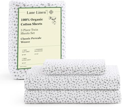 Lane Linen Twin Sheets 100% Organic Cotton 3pc Percale Cooling Soft by LaneLinen