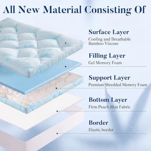 DOWNCOOL 5 Inch Cooling Twin Mattress Topper, Bamboo Viscose Air Layer | Ultra - Image 5