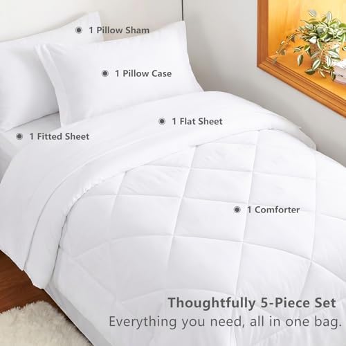 CozyLux Twin XL Comforter Set 68"x88" White - Image 6