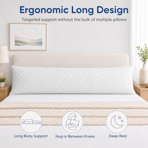 OAISZ 18 x 54'' Full Body Pillow, Long Memory Foam Bed Pillow - Image 4