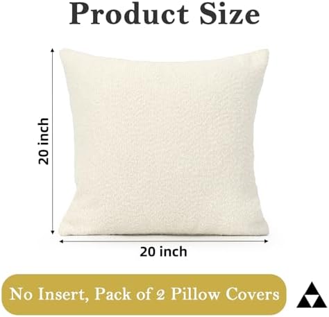 JoraLion 20x20 inch Boucle Throw Pillow Covers, Cream Woven Texture Neutral - Image 4