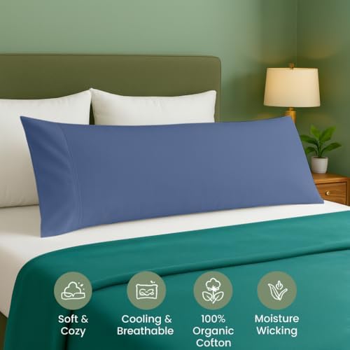 Cotton Delight Organic Cotton Body Pillow Cover 20x48 – 600 Thread Count Sateen - Image 2