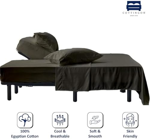 4 Piece Flex Head King Sheet Set 34" Top, 100% Egyptian Cotton, Dark Grey - Image 2
