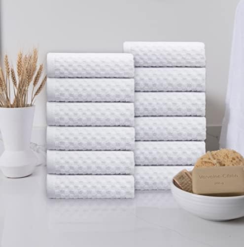 COTTON CRAFT Euro Spa Waffle Wash Cloth - Set of 12 White Washcloth - Image 6