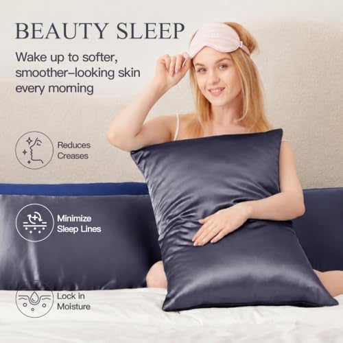Mulberry Silk Pillow Cases for Hair and Skin, Dark Gray - Image 4