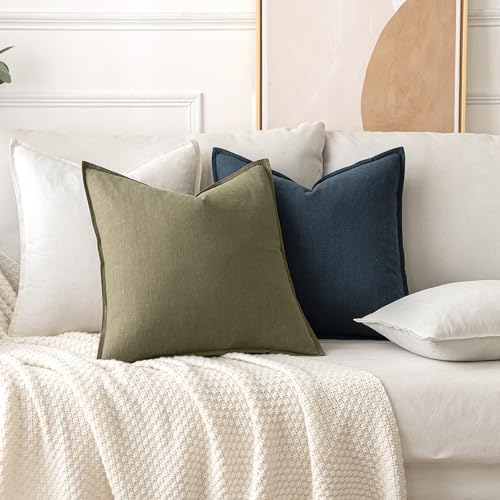 MIULEE Decorative Linen Lumbar Pillow Covers 12x20 Inch Light Olive Green - Image 4