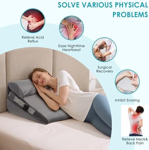 3Pcs Wedge Pillow Set for After Surgery, Acid Reflux Relief, Adjustable Bed - Image 6