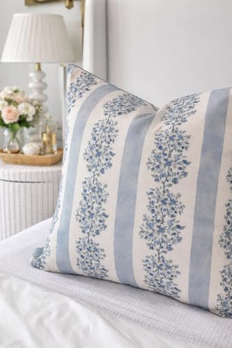 Jillien Harbor “The Juliet” Floral Block Print Pillow Cover – Soft Blue and - Image 5