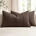 MIULEE Fall Lumbar Decorative Linen Throw Pillow Covers 12x20 Brown Striped by MIULEE