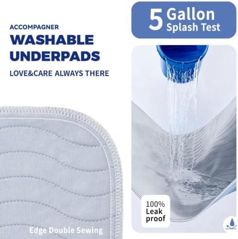 Accompagner Incontinence Bed Pads Washable Waterproof, Ultra-Absorbent Reusable - Image 3