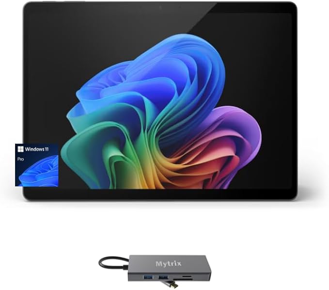 Microsoft Surface Pro 11 Copilot+ PC w/ 11-in-1 Hub, 13” OLED 4K, Touchscreen, Snapdragon X Elite, AI-Enhanced Camera, Long Battery Life, Sustainable, 16GB RAM, 512GB SSD, Win 11 Pro, Black (Renewed)