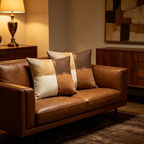 Vintage Earth Tone Quadrants Throw Pillow Covers 18x18 Inch Set of 2 - Image 5