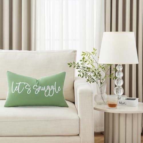 Sunkifover Let's Snuggle Decorative Lumbar Pillow Cover 12"x20" Sage Green - Image 2