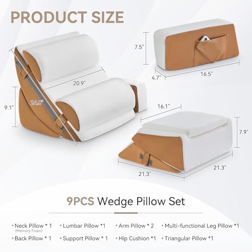 Yojoker 9PCS Orthopedic Bed Wedge Pillow Set - Image 5