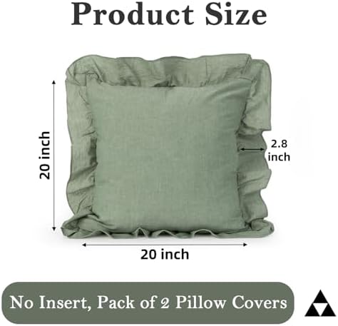 JoraLion Ruffled Throw Pillow Cover 20x20 Solid Green - Image 4