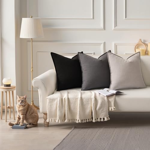 decorUhome Fall Dark Grey Linen Throw Pillow Covers 16x16 Set of 2 - Image 7