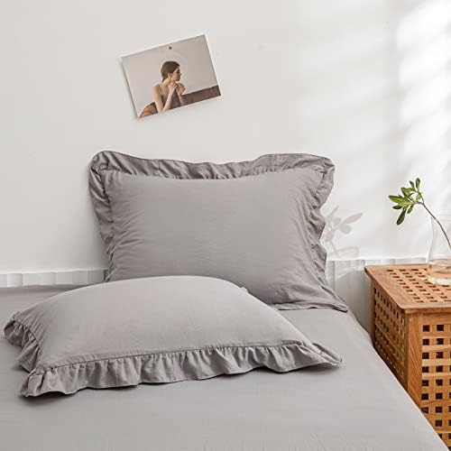 Light Gray Pillowcases King Pillowcases Cute Pillow Cover Gray Ruffled Pillow - Image 3