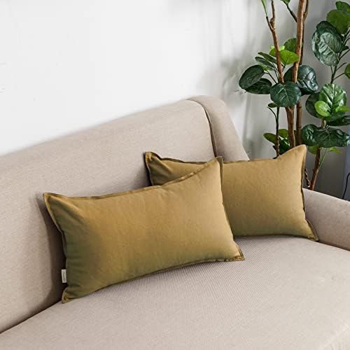 Jeanerlor Natural Cotton Linen Green Decorative 12"x20" Throw Pillow Case - Image 2