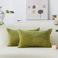 Home Brilliant Green Throw Pillow Covers 12x20 Striped Corduroy Solid Set of 2 by HomeBrilliant