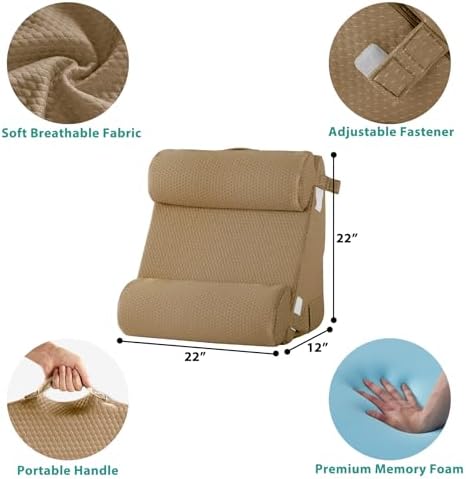 Bedluxe Adjustable 4pcs Bed Wedge Pillow Set, Memory Foam Wedges Pillow Post - Image 2