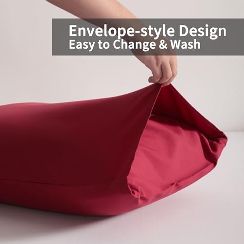 Queen Pillow Cases, 2 Pack, 20x30 in, Microfiber, Wine Red - Image 4