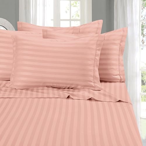 Elegant Comfort 4-Piece Damask Stripe Sheet Set, Twin XL, Dusty Rose by ELEGANTCOMFORT