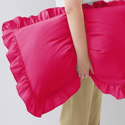 Ruffled Pillow Cases, Hot Pink, Queen 20"x30" - Image 6