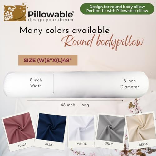 48x8 Round Pillowcase, Brushed Microfiber Bolster Cover - Image 4