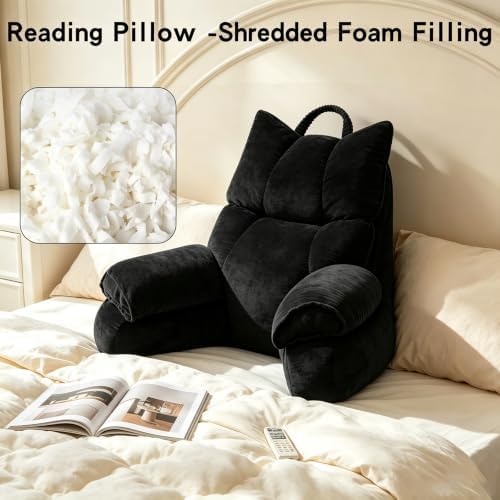 Reading Pillow for Bed with Arms, Back Support, Memory Foam（Dark Black） - Image 3