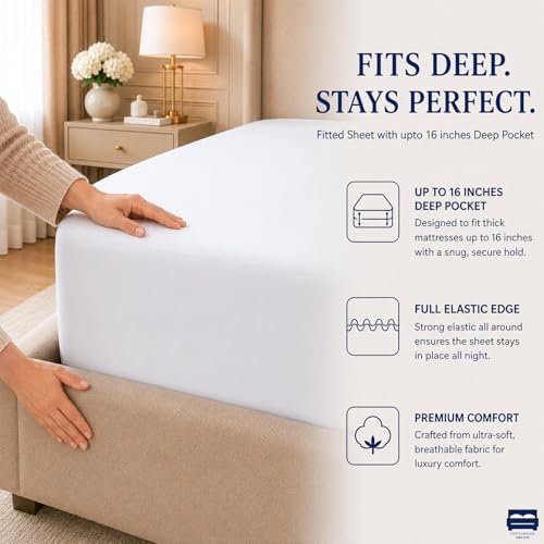 Cottingon 4 Piece King Sheets Fits 16" Deep, Egyptian Cotton - Image 7