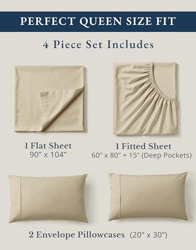 LANE LINEN 100% Organic Cotton Queen Size Sheets Set, Eco Friedly Mercerized - Image 4