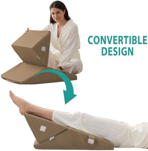 Bedluxe Wedge Pillow for Sleeping, Adjustable 9&12 Inch Foldable Bed Wedge - Image 3