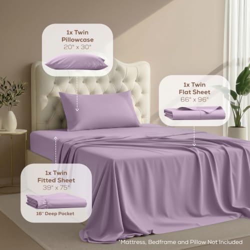 Twin Sheets Set, 3 Pieces 16" Deep Pocket Hotel Luxury Bed Sheets - Image 2