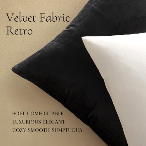 MIULEE Velvet Throw Pillow Covers 14x14 Inch Pack of 2 Black - Image 3