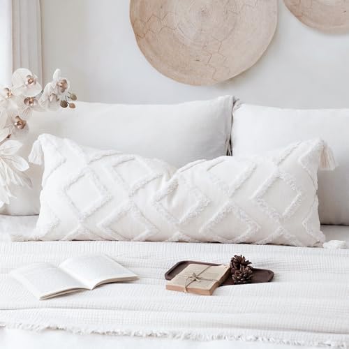 PANOD Decorative Long Lumbar Pillow Cover 12x36 Boho, Super Soft Chenille Extra by PANOD