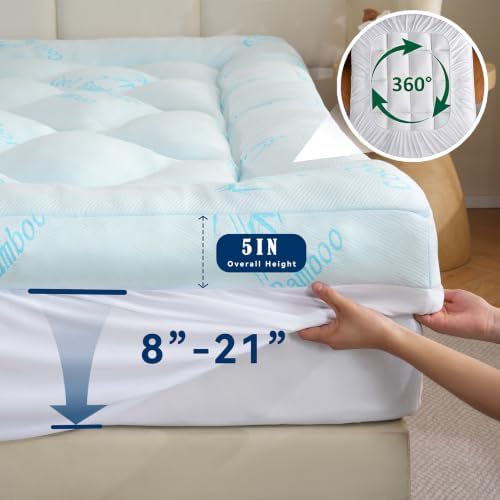 DOWNCOOL 5 Inch Cooling King Mattress Topper, Bamboo Viscose Air Layer | Ultra - Image 4