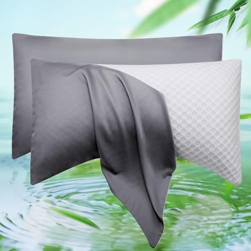 Cooling Side Sleeper Curved Pillow Case Queen 2 Pack 20 * 30 Dark Grey by ELIBABA