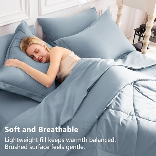 CozyLux Twin XL Comforter Set 68"x88" Dusty Blue - Image 3