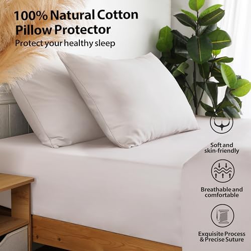 100% Cotton Zippered Pillow Protectors King Size - Image 3